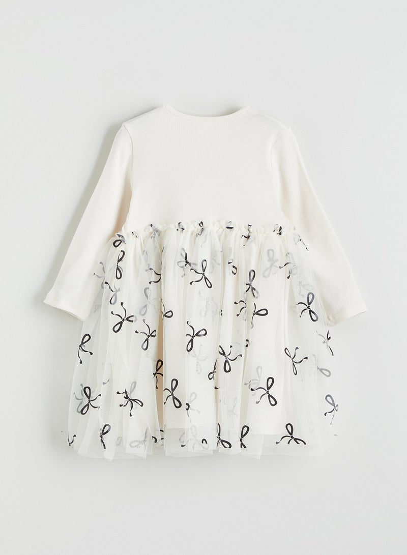 ال سي وايكيكي فستان بناتي توتو مطبوع فيونكة - Image 3